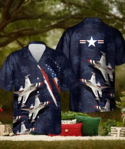 USAF Thunderbirds Lockheed Martin F 16CM Fighting Falcon Hawaiian Shirt