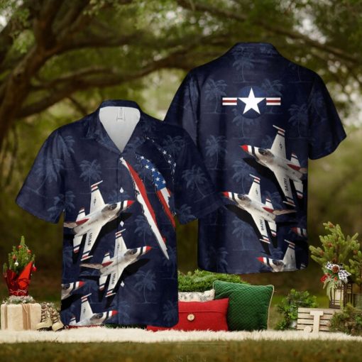 USAF Thunderbirds Lockheed Martin F 16CM Fighting Falcon Hawaiian Shirt