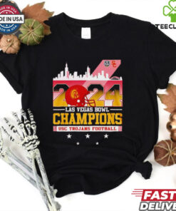 USC Trojans Football Las Vegas Bowl Champions 2024 helmet skyline shirt