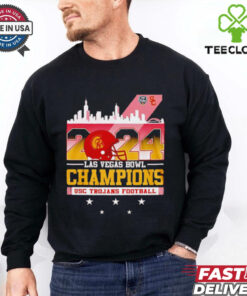 USC Trojans Football Las Vegas Bowl Champions 2024 helmet skyline shirt