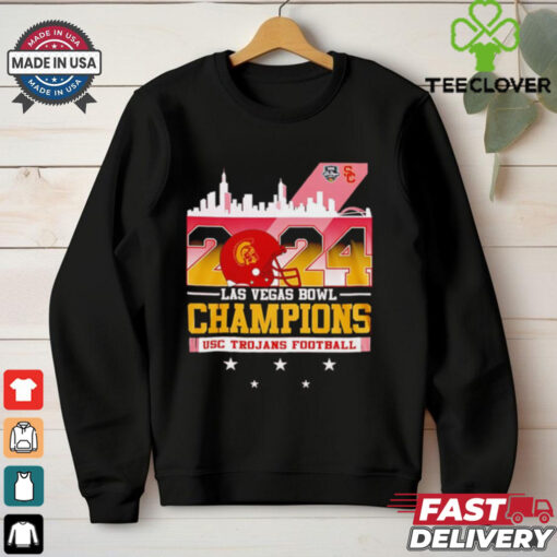 USC Trojans Football Las Vegas Bowl Champions 2024 helmet skyline shirt