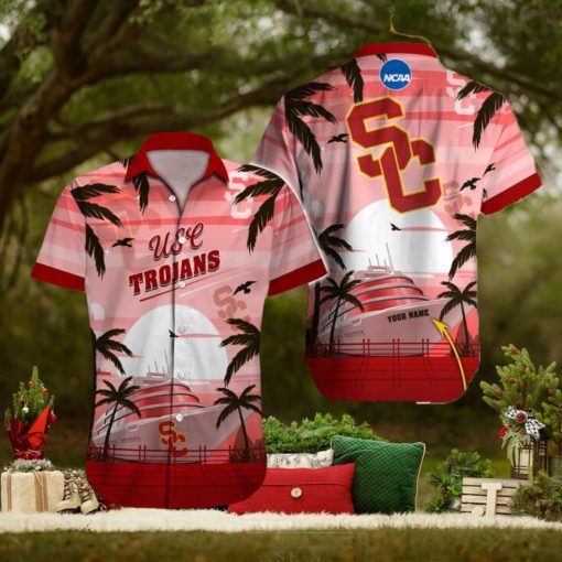 USC Trojans NCAA Hibiscus Custom Name Hawaiian Shirt Beach For Men Women Gift For Fans