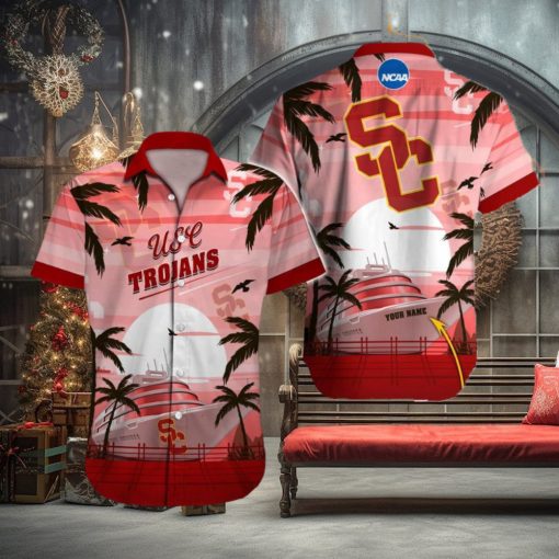 USC Trojans NCAA Hibiscus Custom Name Hawaiian Shirt Beach For Men Women Gift For Fans