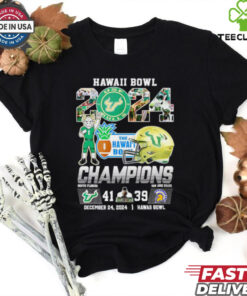 USF Bulls 2024 The Hawaii Bowl 41 39 score helmet shirt
