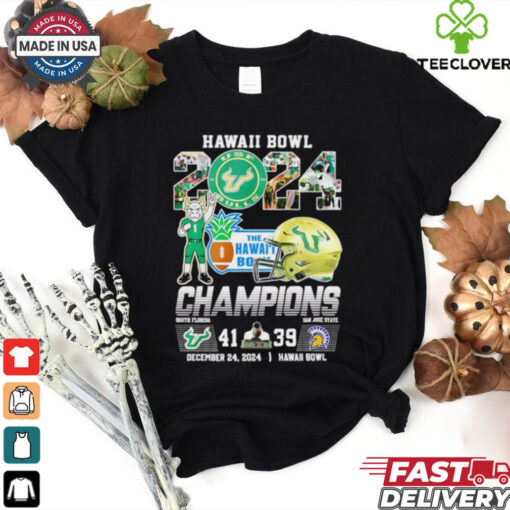 USF Bulls 2024 The Hawaii Bowl 41 39 score helmet shirt
