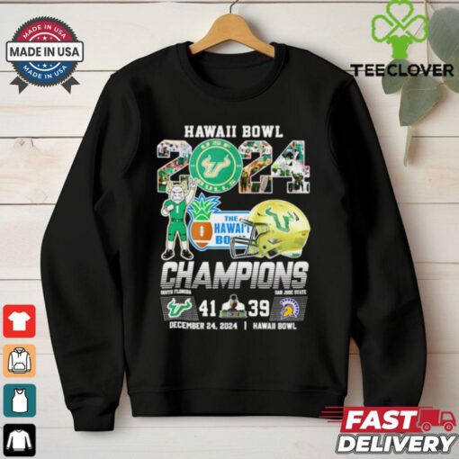 USF Bulls 2024 The Hawaii Bowl 41 39 score helmet shirt