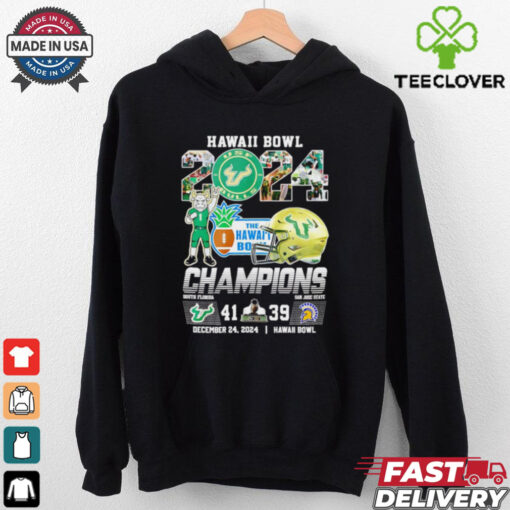 USF Bulls 2024 The Hawaii Bowl 41 39 score helmet shirt