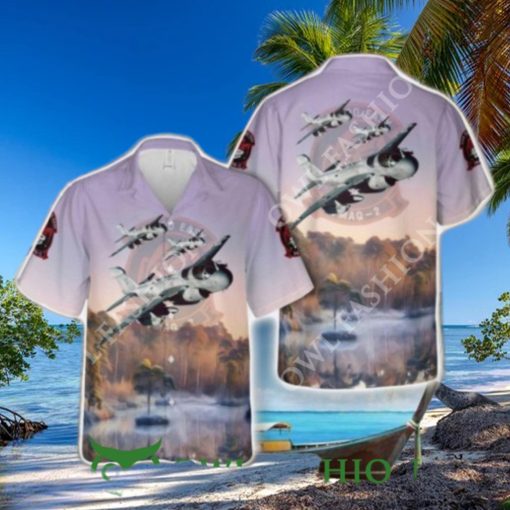 USMC Marine Tactical Electronic Warfare Squadron 2 Death Jesters EA 6B Prowler Hawaiian Shirt