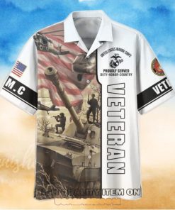USMC Veterans I’m A Dad A Grandpa And A Veteran Hawaiian Shirt