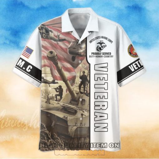 USMC Veterans I’m A Dad A Grandpa And A Veteran Hawaiian Shirt