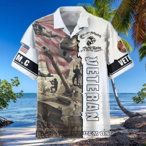 USMC Veterans I’m A Dad A Grandpa And A Veteran Hawaiian Shirt