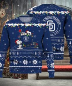 San Diego Padres Ugly Sweater With Cute Snoopy And Christmas Lights