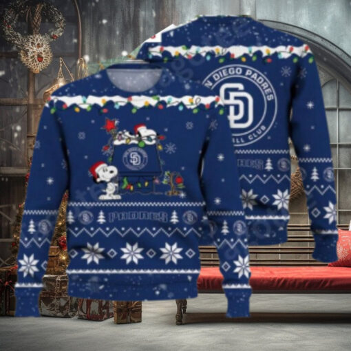 San Diego Padres Ugly Sweater With Cute Snoopy And Christmas Lights