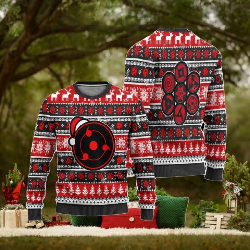 Uchiha Sharingan Anime Ugly Christmas Sweater, Naruto Xmas Gift, Custom Ugly Christmas Sweater