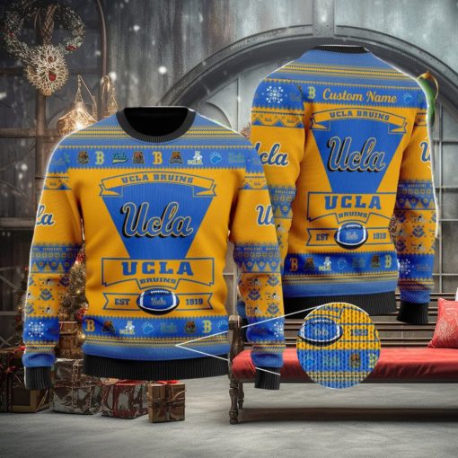 Ucla Bruins Football Team Logo Custom Name Personalized Ugly Christmas Sweater Christmas Gift For Big Fans