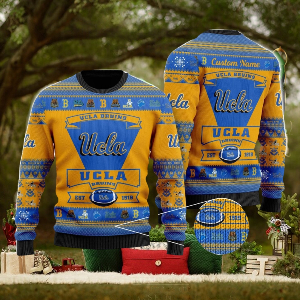 Ucla Bruins Football Team Logo Custom Name Personalized Ugly Christmas Sweater Christmas Gift For Big Fans Ucla Bruins Football Team Logo Custom Name Personalized Ugly Christmas Sweater Christmas Gift For Big Fans
