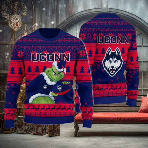 Uconn Huskies Grinch Ugly Christmas Sweater