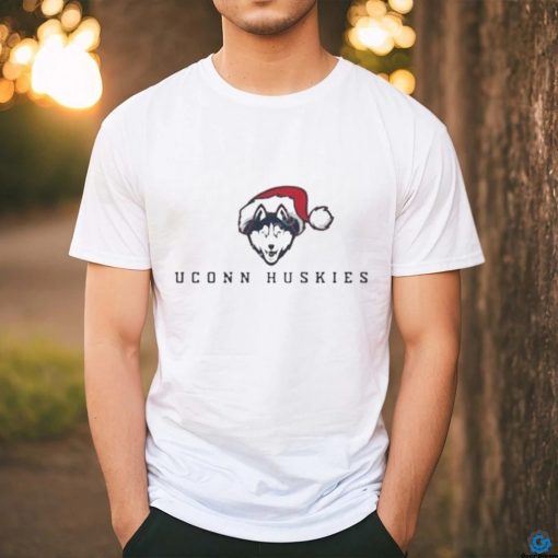 Uconn huskies logo with santa hat shirt