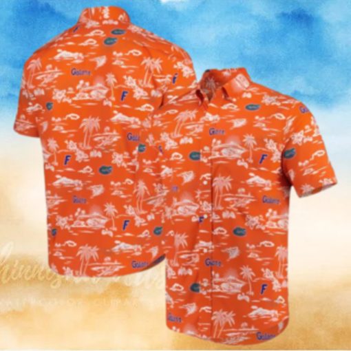 Uf Hawaiian Shirt Orange Beach Tropical Leaves Florida Gators Gift