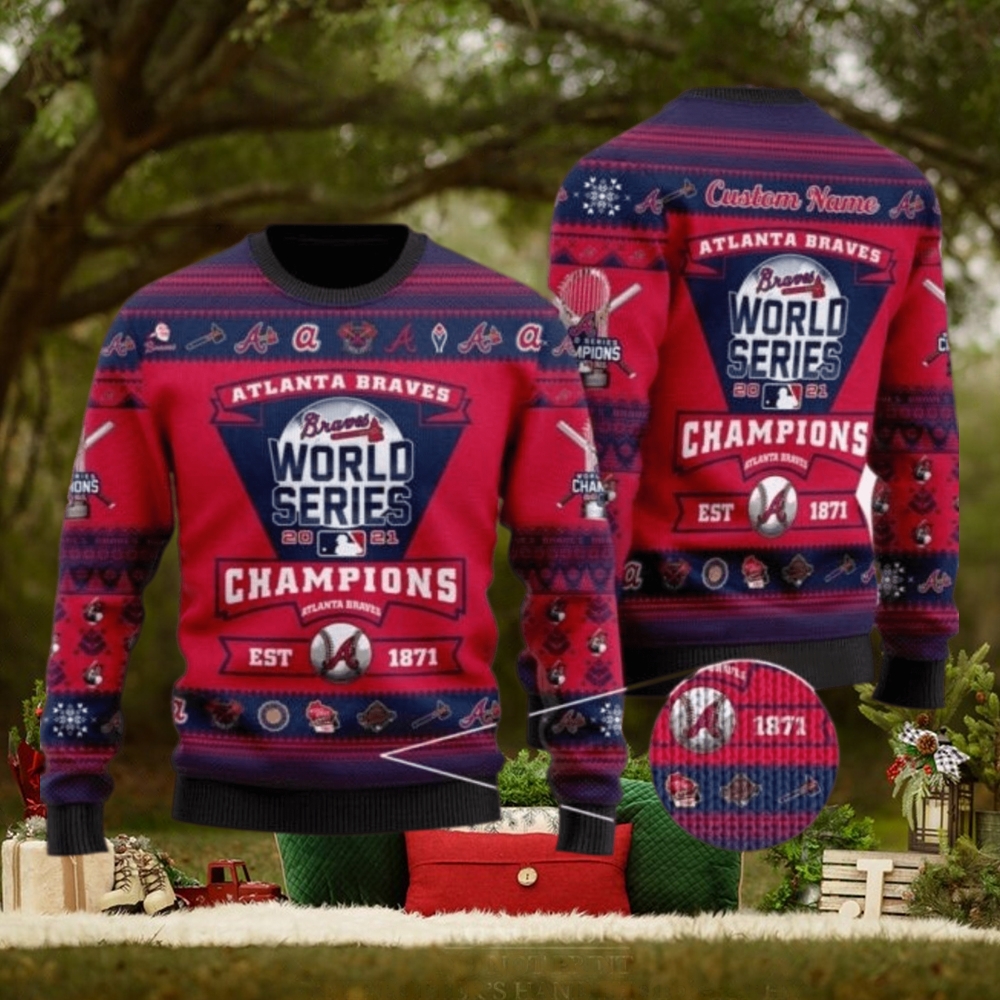 Ugly Atlanta Braves 2022 World Series Trophy Custom For Christmas Ugly SweaterAtlanta 3DAtlanta Gift Ugly Atlanta Braves 2022 World Series Trophy Custom For Christmas Ugly SweaterAtlanta 3DAtlanta Gift