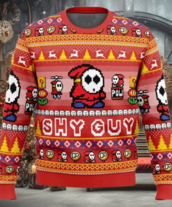 Ugly Christmas Sweater   Shy Guy Mario Bros Ugly Christmas Sweater