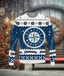 Ugly Christmas Sweater Snow Team Logo Seattle Mariners Unisex Gifts For Fan