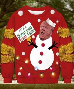 Ugly Christmas Sweater Trump Snowman Santa Men