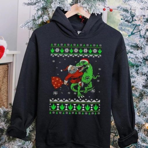 Ugly Santa Riding Dinosaur T Rex Merry Christmas 2023 T Shirt