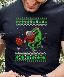 Ugly Santa Riding Dinosaur T Rex Merry Christmas 2023 T Shirt