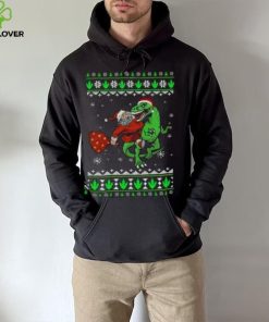 Ugly Santa Riding Dinosaur T Rex Merry Christmas 2023 T Shirt
