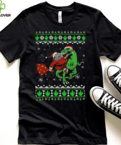 Ugly Santa Riding Dinosaur T Rex Merry Christmas 2023 T Shirt