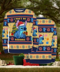 Ugly Sweater Christmas Xmas Stitch Cartoon Unisex Men Women I Dont Do Mornings 3D Sweater