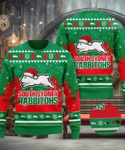 South Sydney Rabbitohs Logo Wearing Santa Hat 3D Ugly Christmas Sweater Christmas Gift Men And Women 2023 Sweater