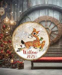 Unbreakable Retro Reindeer Christmas card ornament. Vintage style holiday decorations. Santa’s reindeer ornaments for toddlers   MA 1340