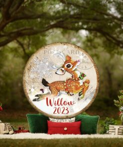 Unbreakable Retro Reindeer Christmas card ornament. Vintage style holiday decorations. Santa’s reindeer ornaments for toddlers   MA 1340