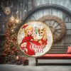 Gnomes Let It Snow Saying Christmas Ornament, Christmas Tree Hanging Decor, Present On Christmas, Circle Ornament