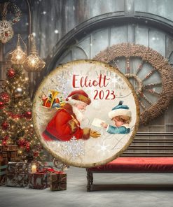 Unbreakable Retro Santa Christmas card ornament. Vintage style Holiday decorations. Old fashioned Santa ornament for toddlers   MA 1347