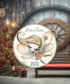 Unbreakable personalized Christmas ornaments for children. Baby's first Christmas ornament. Girl fairy holiday decorations ORN PERS 58D