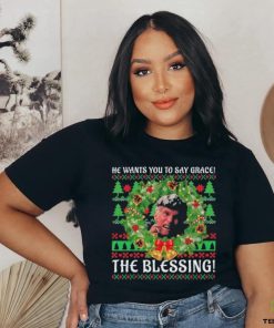 Uncle Lewis He Want You To Say Grace The Blessing Ugly Christmas Shirt