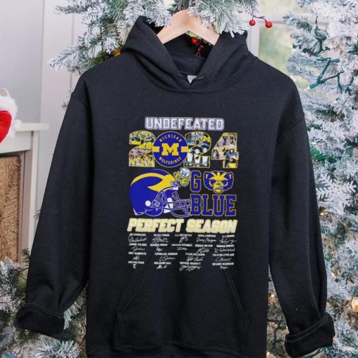 Undefeated 2024 Michigan Wolverines Go Blue Perfect Season signature hoodie, sweater, longsleeve, shirt v-neck, t-shirt