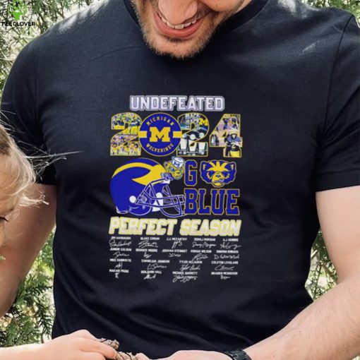 Undefeated 2024 Michigan Wolverines Go Blue Perfect Season signature hoodie, sweater, longsleeve, shirt v-neck, t-shirt