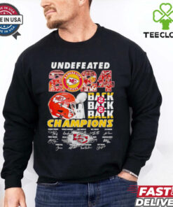 Undefeated 2024 back 2 back Champions Kansas City Chiefs signatures shirt