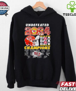 Undefeated 2024 back 2 back Champions Kansas City Chiefs signatures shirt