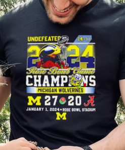 Undefeated Michigan Wolverines 2024 Rose Bowl Game Champions 27 20 logo shirt