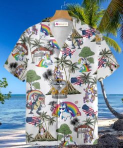Unicorn American Flag Hawaiian Shirt