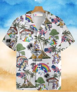 Unicorn American Flag Hawaiian Shirt