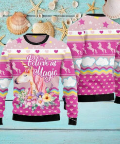 Unicorn Believe In Magic Ugly Christmas Sweater