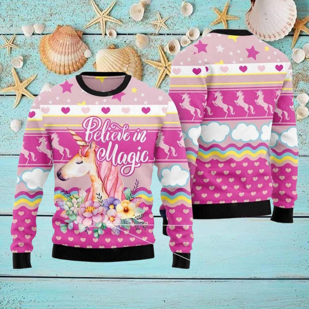 Unicorn Believe In Magic Ugly Christmas Sweater Unicorn Believe In Magic Ugly Christmas Sweater
