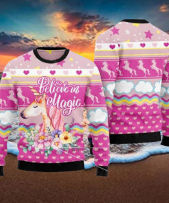 Unicorn Believe In Magic Ugly Christmas Sweater