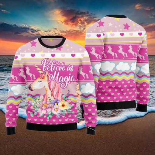Unicorn Believe In Magic Ugly Christmas Sweater